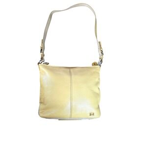 The Sak Crossbody Bag Leather Yellow Silver Hardware Zip Closure Casual Purse
